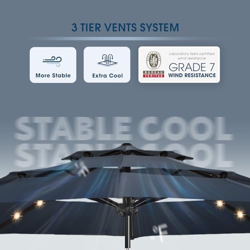 WikiWiki 9FT 3Tiers Solar Led Patio Umbrella
