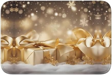 Gold Silk Christmas Print Hem Mat