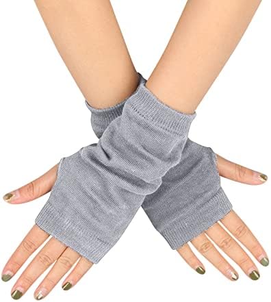 Striped Womens Fingerless Gloves for Winter