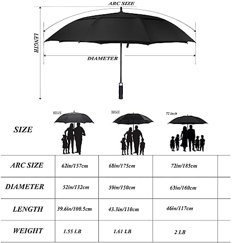 Big Smooth Waterproof - 62-Inch Golf Umbrella for Golfers on the Go