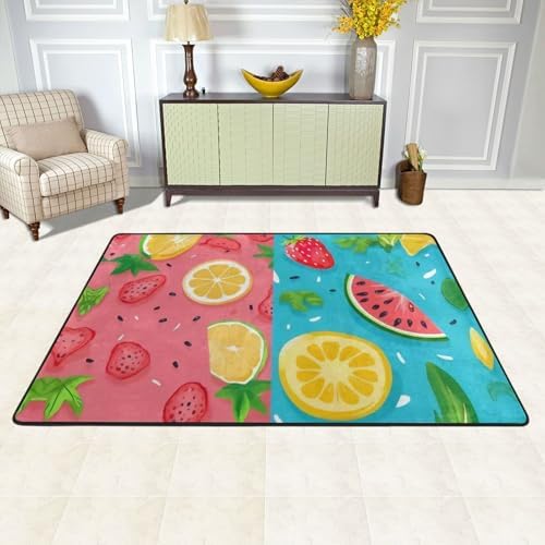 Colorful Fruits Flannel Non-Slip Mat 36x24 inches
