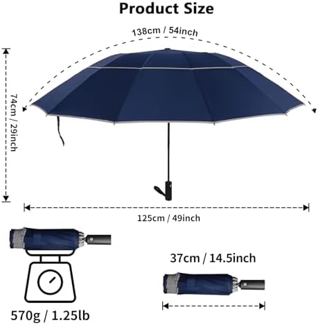54 Inch Inverted Golf Umbrella Windproof for Rain