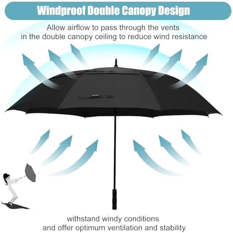 72 Inch Large Windproof Golf Umbrella With Double Canopy