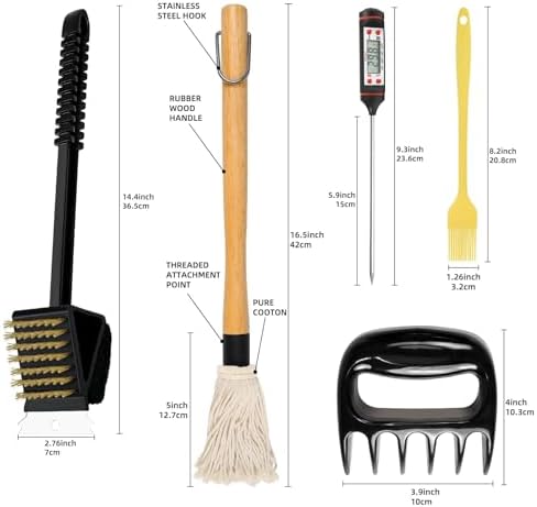 10-Piece BBQ Mop and Grill Brush Set for Ultimate Grilling Success