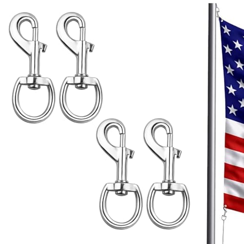 4pc Heavy Duty Flagpole Swivel Snap Clips Hooks