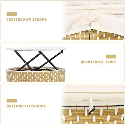 Rattan Daybed Set with Retractable Canopy