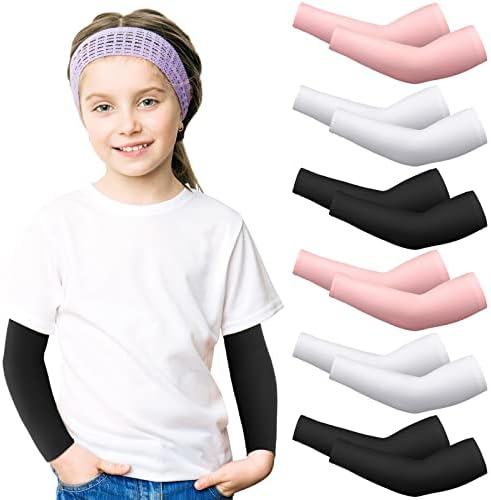 Handepo 6 Pairs Kids Arm Sleeves Compression for Sports