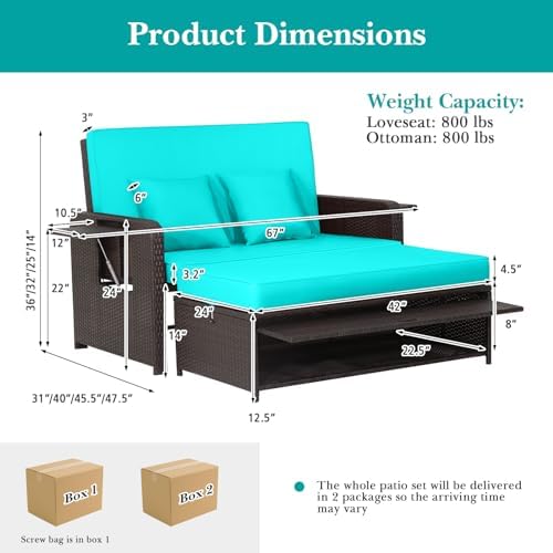 Tangkula patio wicker daybed set
