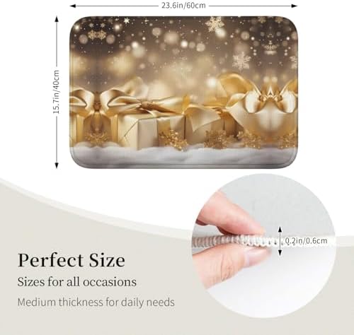 Gold Silk Christmas Print Hem Mat