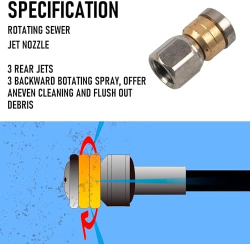 Hourleey Sewer Jetter Kit 150FT 4000 PSI