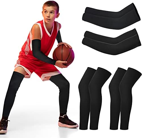 Geyoga 4 Pairs Kids Leg Arm Sleeves Compression Clothing