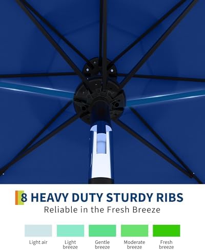 9 Ft Patio Umbrella with Solar Lights for Relaxing Outdoors