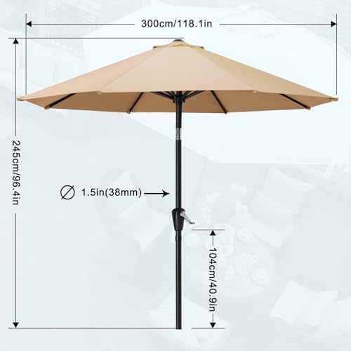MASTERCANOPY Portable 10ft Khaki Umbrella for Outdoor Tables