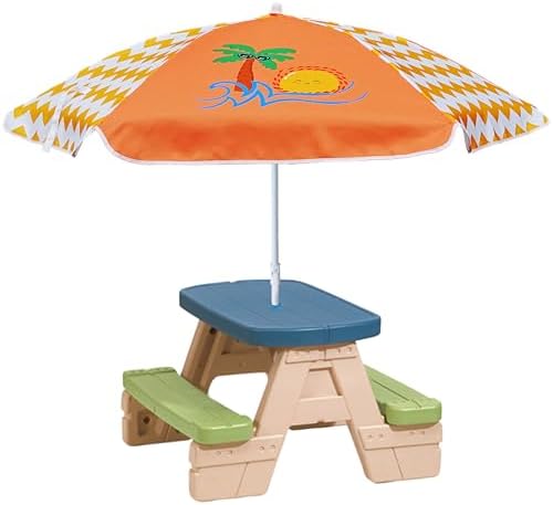Perfect for Sand Water Tables - Kids Durable Seaside Umbrella Orange Coconut Tree