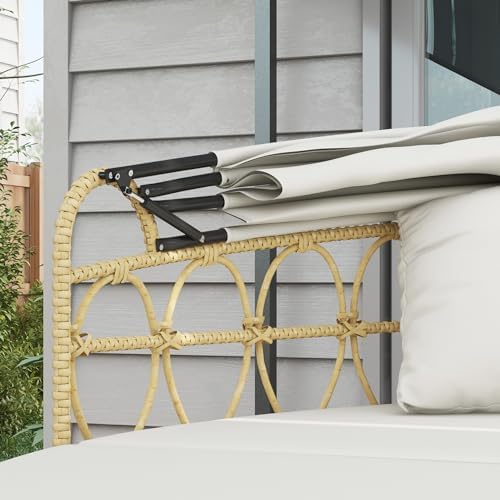 Outsunny Round Outdoor Daybed with Canopy Cream White