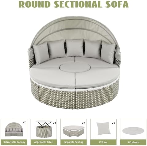 Beautiful Weather-Resistant Rattan Daybed Set