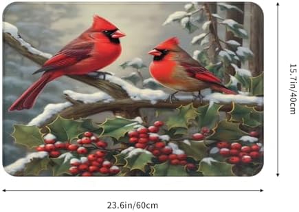 Welcome Weekend Warrior Winter Red Birds Door Mat