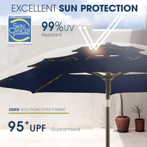 WikiWiki 9FT 3Tiers Solar Led Patio Umbrella