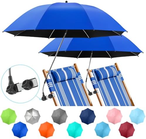 Adjustable 2-Pack Beach Umbrella for Chairs with UPF50 UV Protection