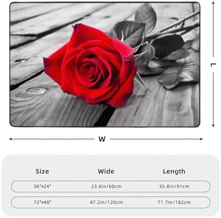 Red Rose Flannel Non-Slip Floor Mat 36X24