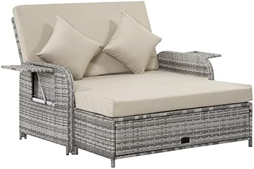 Stylish Outdoorsy Wicker Patio Daybed Set for Relaxing