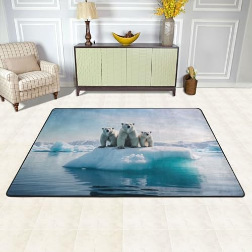 Three-Polar Bear Flannel Non-Slip Mat Multiple Sizes