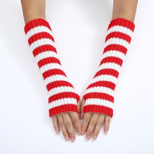 Fingerless Gloves For Women Gothic Striped Y2K Arm Warmers