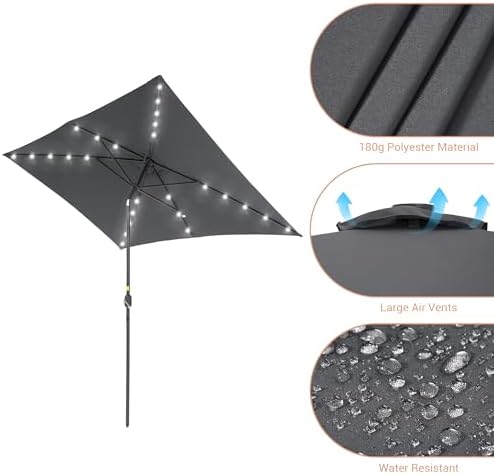 10x65ft patio umbrella with solar lights