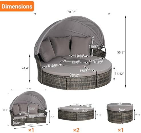 Merax 5-Piece Outdoor Patio Set with Retractable Canopy