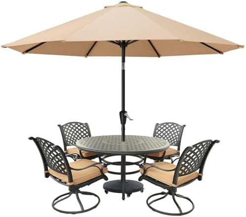 MASTERCANOPY Portable 10ft Khaki Umbrella for Outdoor Tables