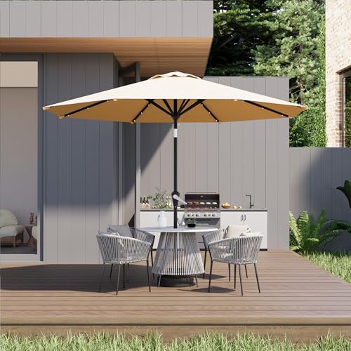 ARESHARK 9FT Solar patio umbrella with 32 LED lights - Durable Energy-efficient