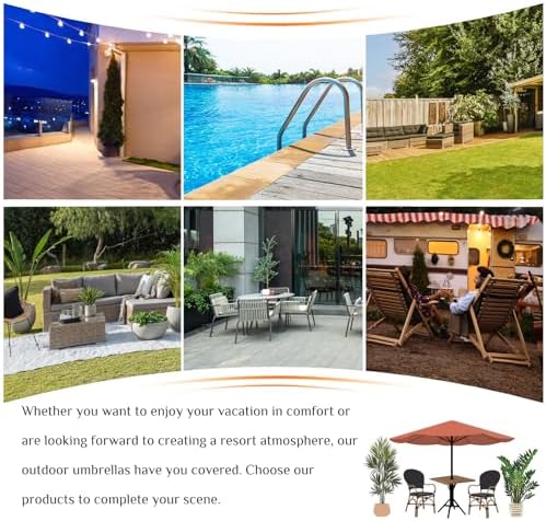 Sweetcrispy 9FT Patio Umbrella with Tilt and Crank