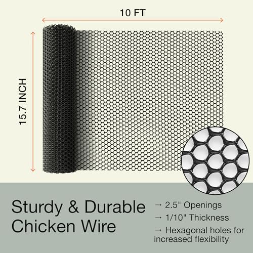 MAPORCH Black Plastic Wire Mesh Fence for Poultry Dogs Rabbits - Snake Barrier