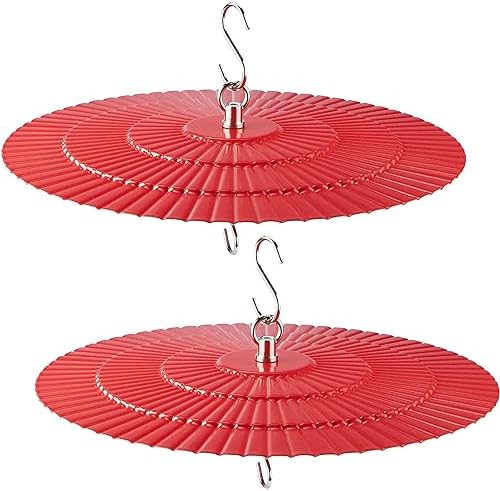 112 Inch Metal Bird Feeder Rain Guard 2 Pack Red Dome Shield