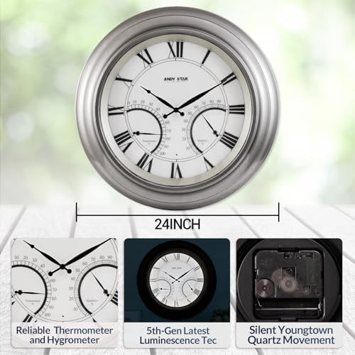 Elegant 24-Inch Waterproof Outdoor Clock for Garden Patio