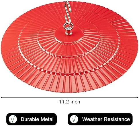 112 Inch Metal Bird Feeder Rain Guard 2 Pack Red Dome Shield