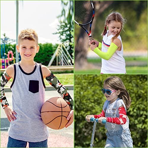 Xuhal 10 Pair Kids Arm Sleeves for Basketball Baseball UV Protection