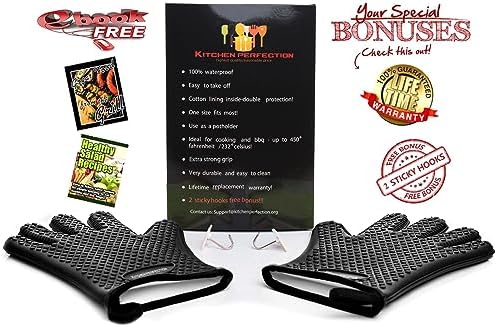 Set of 4 Extreme Heat Resistant Silicone Oven Gloves with Waterproof Protection