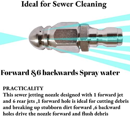 Pressure Washer Sewer Jetter Nozzle 5000 PSI 2 Pack