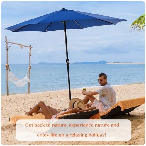 Sweetcrispy 9FT Patio Umbrella with Tilt and Crank