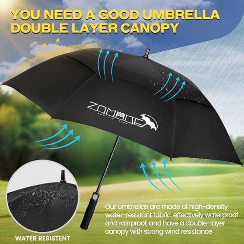 ZOMAKE Golf Driver - Oversized Windproof Umbrella w Double Canopy