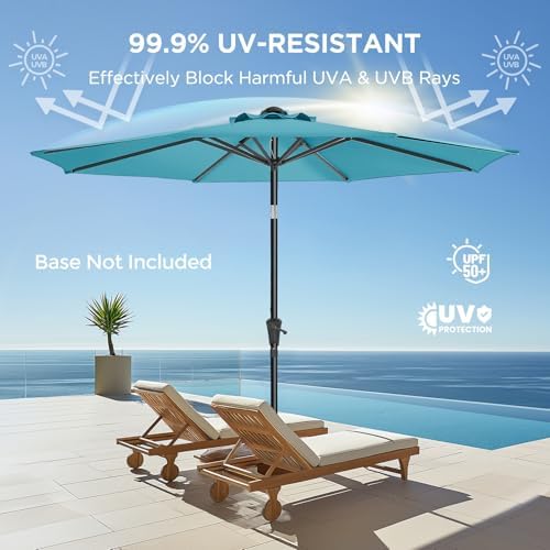 9ft patio umbrella light blue UPF50 UV protection