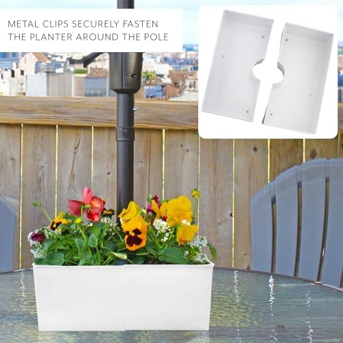White Square Umbrella Planter for Patio Tables