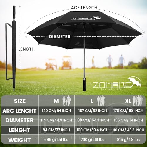 ZOMAKE Golf Driver - Oversized Windproof Umbrella w Double Canopy