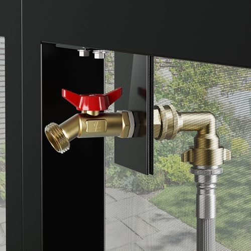 Water Spigot Kit with Brass Connector and Screen Door Adapter - Black