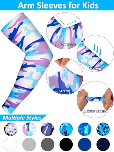12 Pairs Kids Sports Arm Sleeves for Basketball Baseball UV Protection