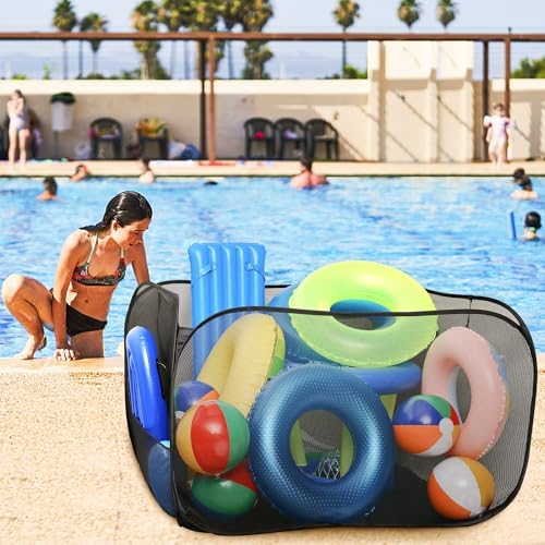 Adnee Pool Toy Storage Bin - Durable Mesh Organizer for Pools Yards