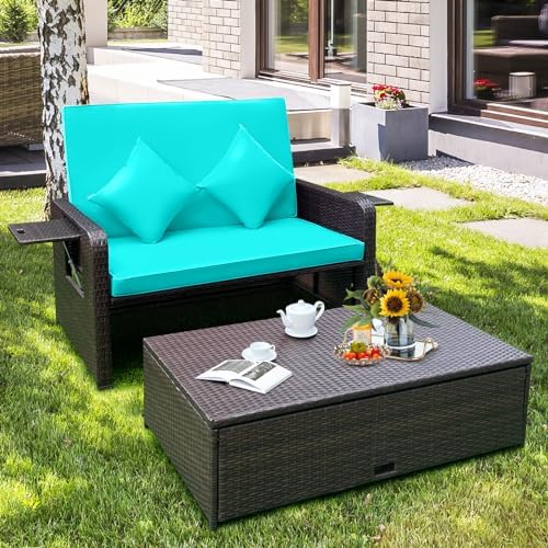Tangkula patio wicker daybed set