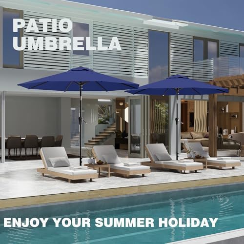 9FT Navy patio umbrella with Push-Button Tilt and Crank