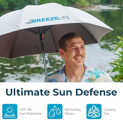 Original Breeze Life District Sun Umbrella with Built-in Fan and Mist
